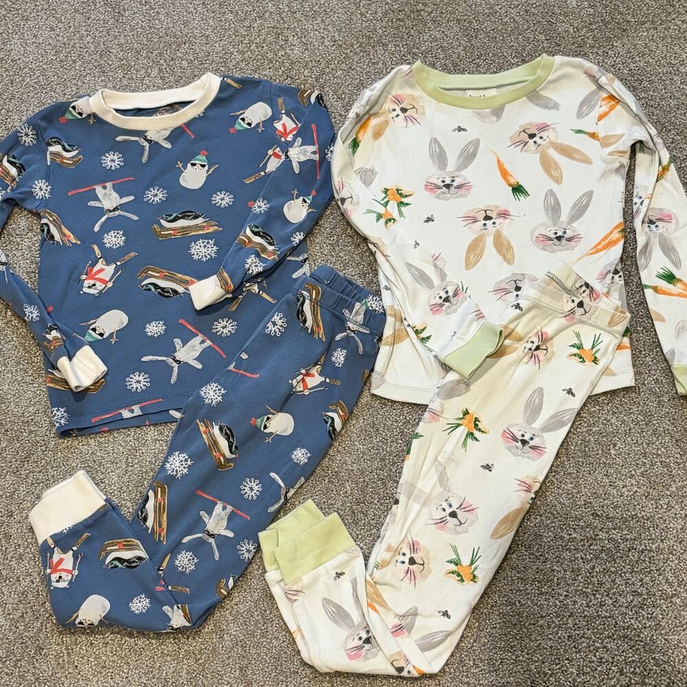 Kids Burts Bees Holiday Long Sleeve Pajama 4-piece set, Winter and Easter themed
